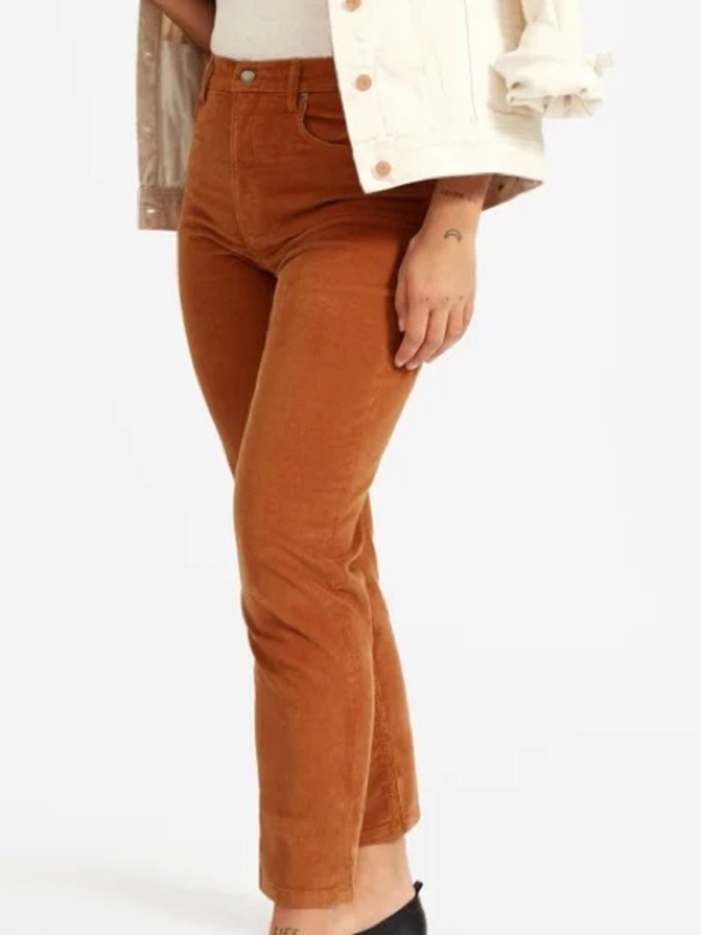 Everlane Cheeky Crop Baby Cord Pants 25 Rust Orange Acorn High Rise Straight